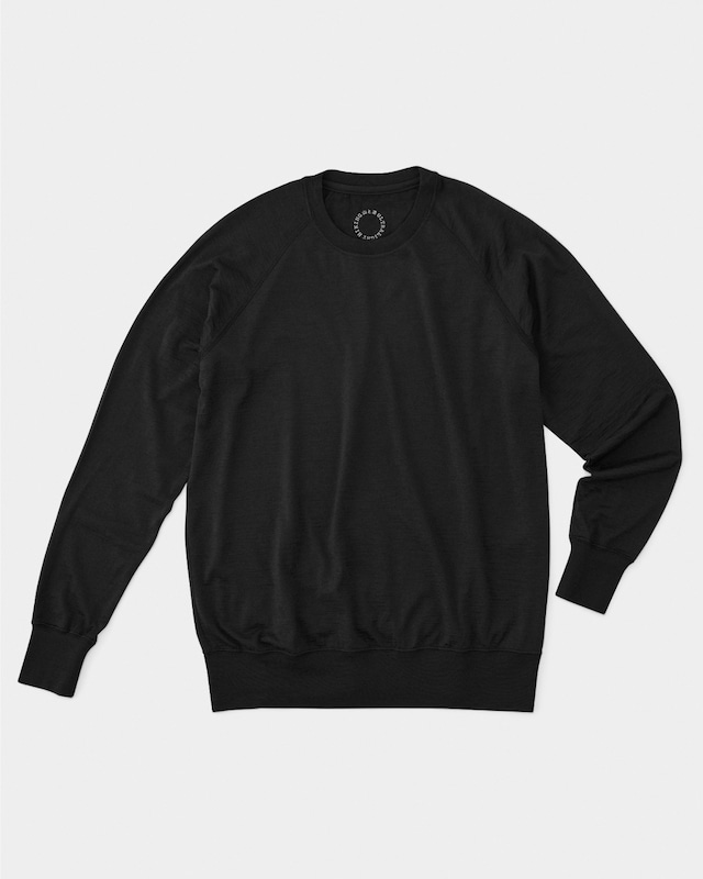 山と道 ／  100% Merino Pullover - Unisex #Black