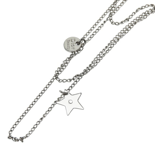 ディオール CDロゴ リボン モチーフ ネックレス シルバー メタル レディース Dior 【中古】