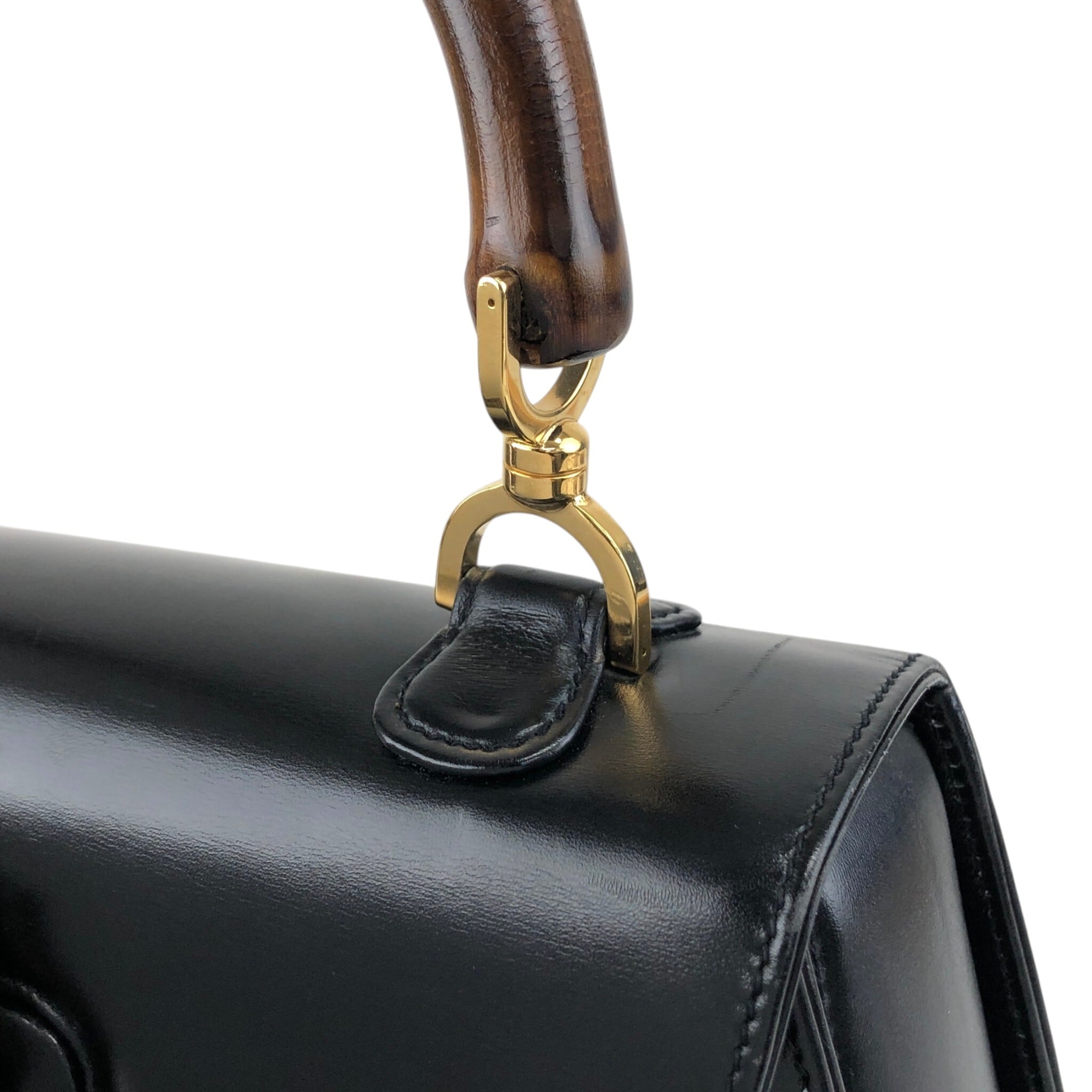 GUCCI グッチ バンブー ハンドバッグ ブラック ターンロック レザー