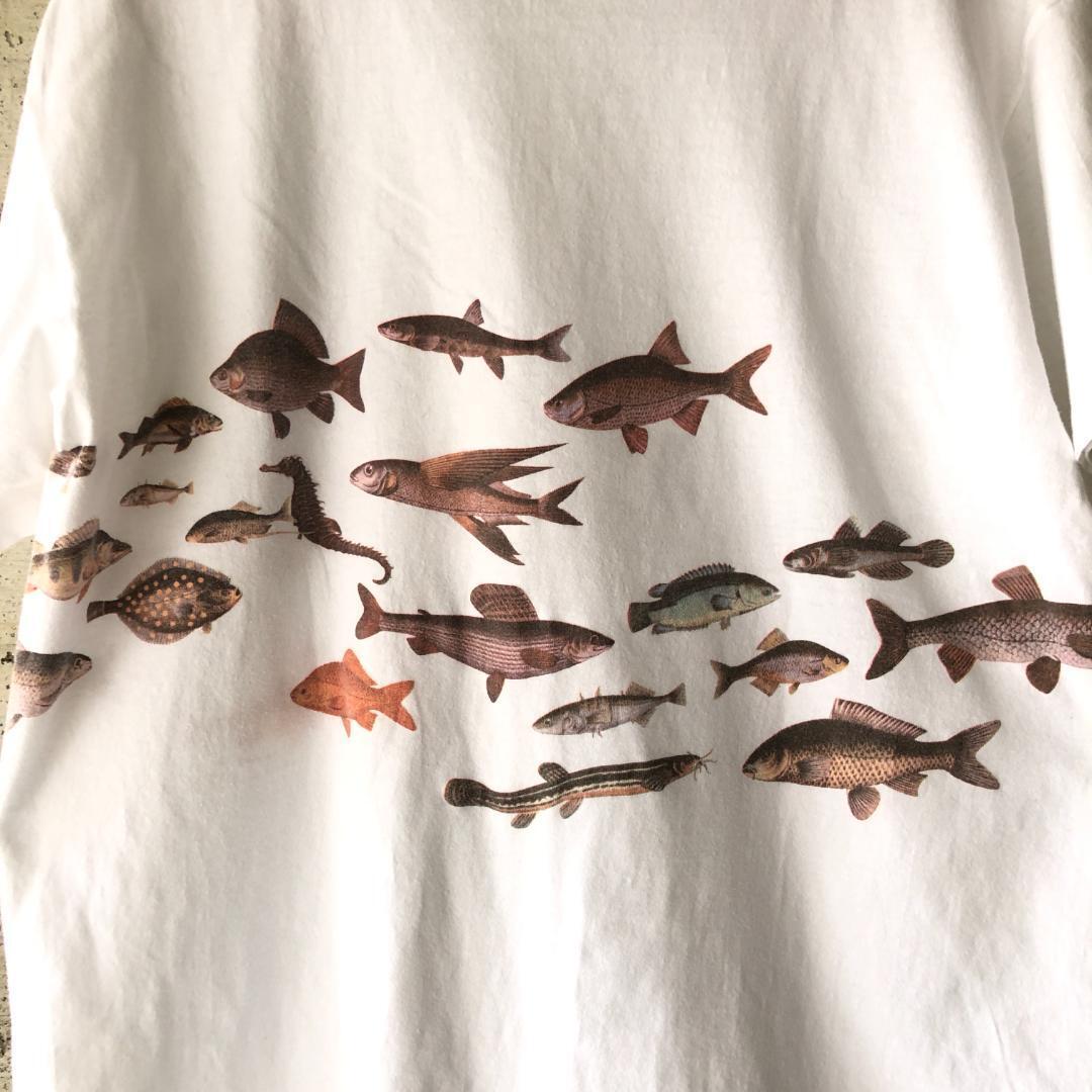 XZ538 80s Tシャツ イラスト フィッシュ 魚 自然 アニマル 動物