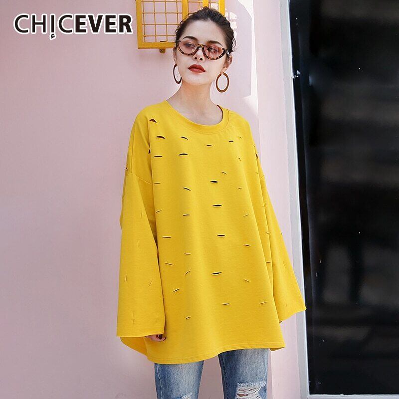 CHICEVERブラックTシャツレディーススラッシュネックハーフスリーブ特大ルーズアシンメトリーシャツ2020春服 半袖 スプリング 春物 6base510150577663