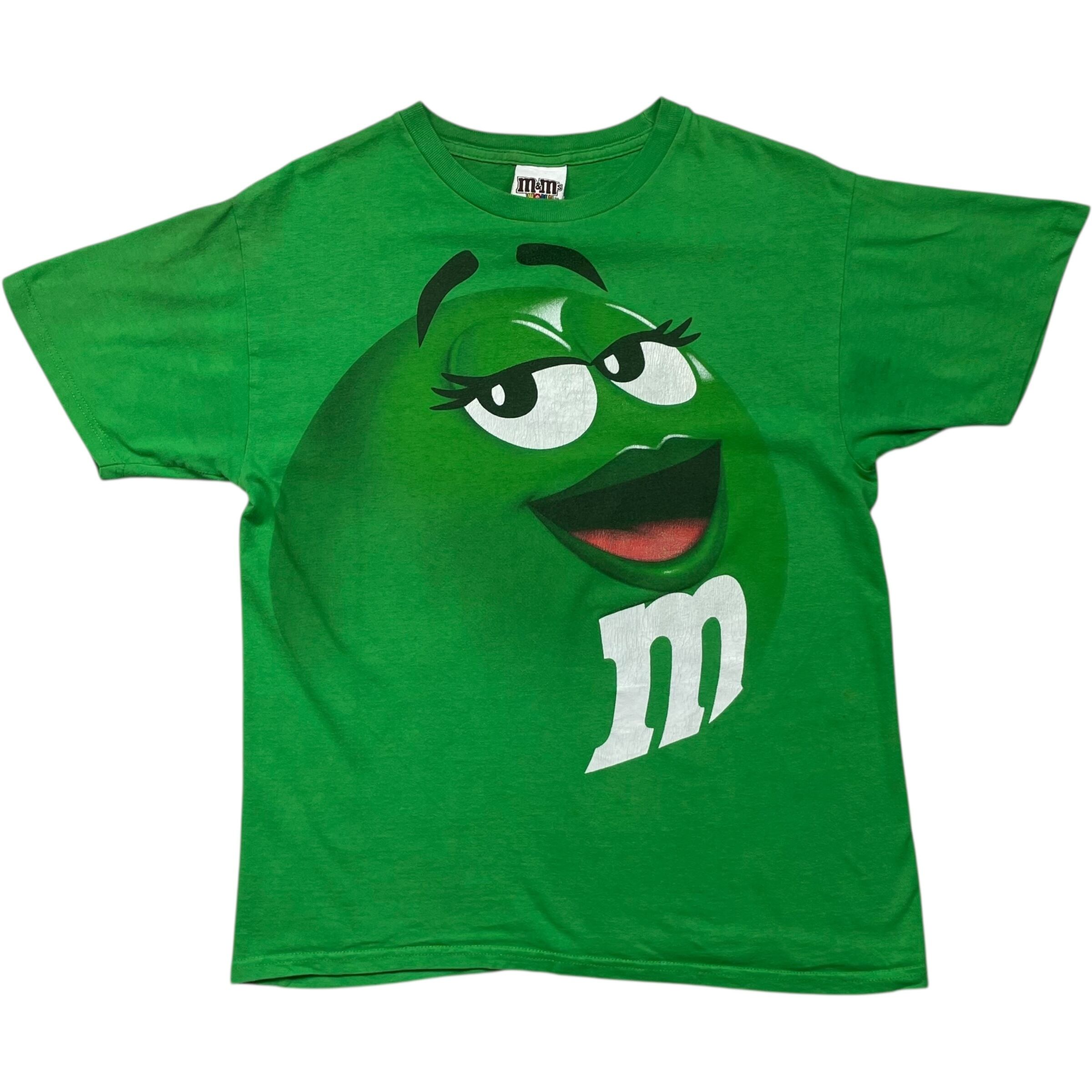 《M》 m&m's キャラTシャツ フロントプリント ビッグフェイス グリーン no.7750