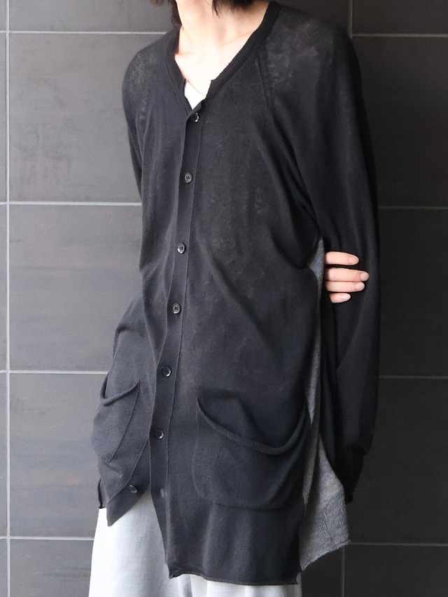 【yohji yamamoto pour homme】oversize bicolor summer cardigan