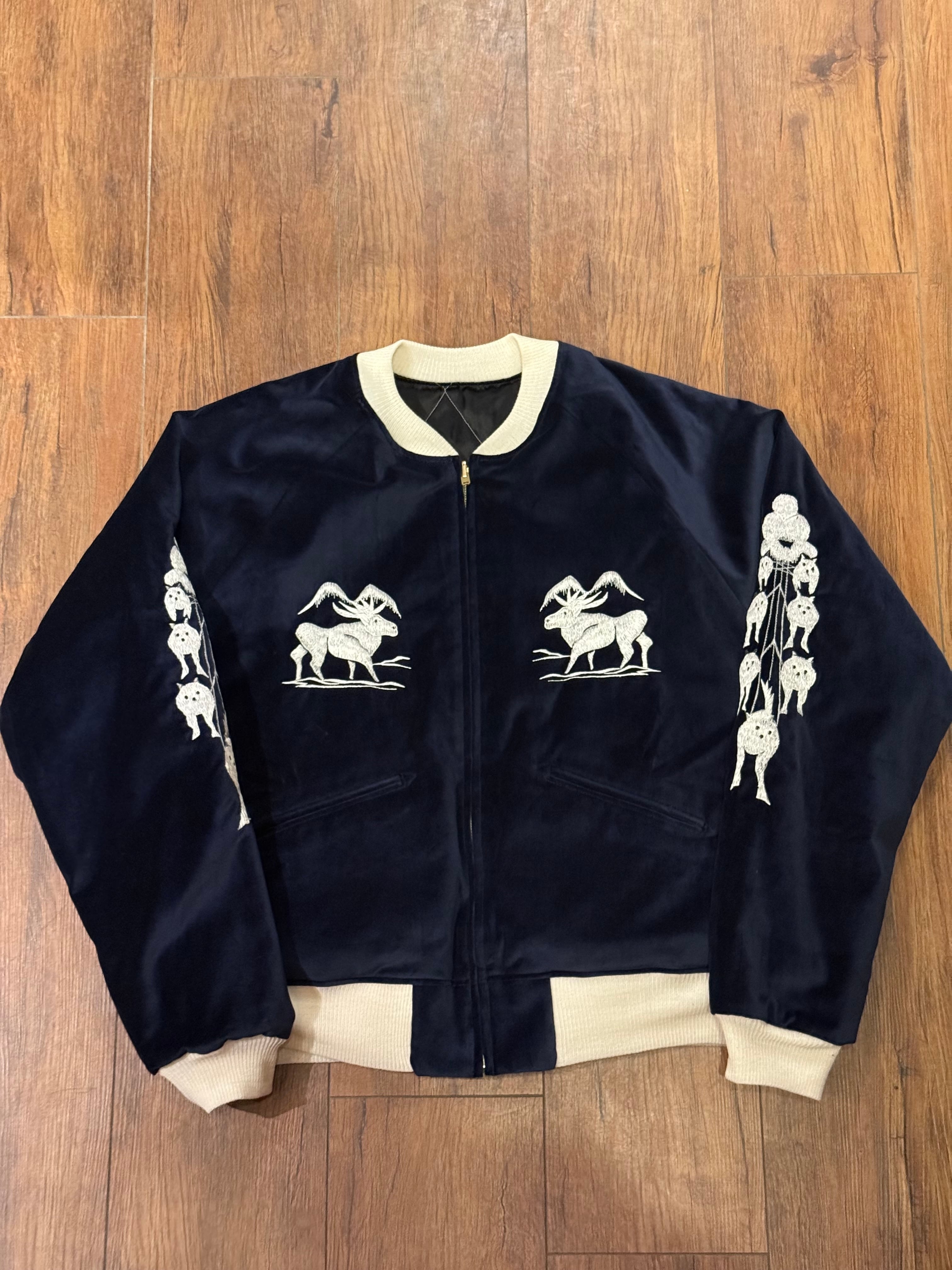 50s souvenir jacket 別珍 ネイビー THREEFACE SOUVENIR JACKET 別珍ネイビー x サテンブラック | vintage