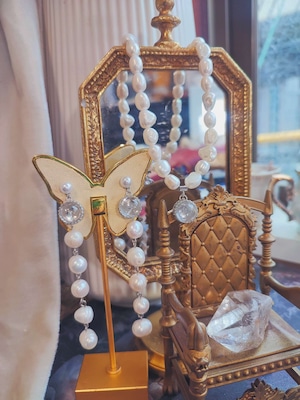 【DANCING MOONLIT PEARL DROPPED NECKLACE AND EARRING /セット(XX342) 】