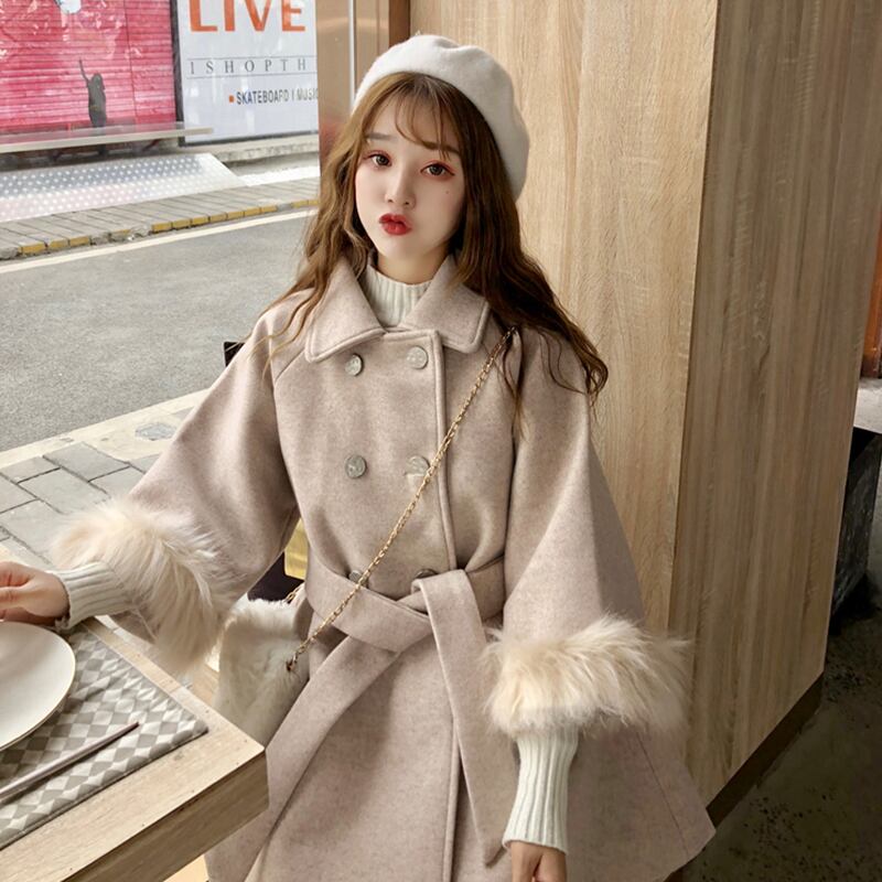 カレッジスタイルの厚みのある人気のウールコートの女性の2020年秋冬の新しいダブルブレストミドル丈ウールコートのバージョン 萌量不足60520819260