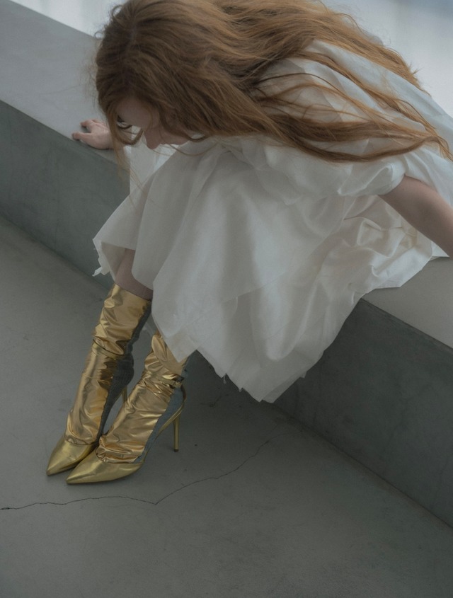 Foil Rib Socks / GOLD × GRAY