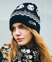 COOLAオリジナルシェブロンパターンスカルニットビーニー CQ-47529