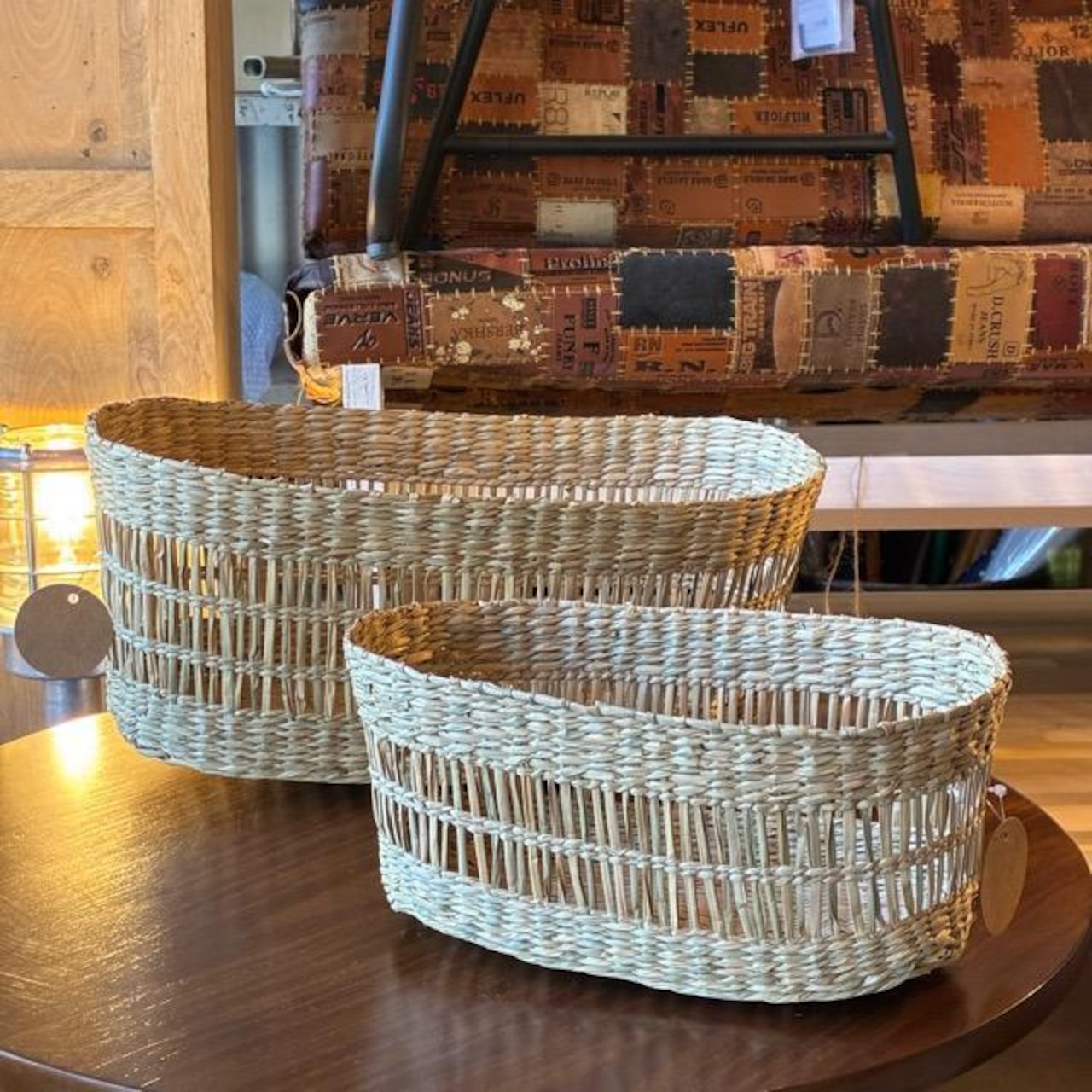 Vietnam Seagrass oval basket S　ベトナム　シーグラスオーバルバスケット S　家具　インテリア　収納　小物入れ　バスケット　水草　カゴ