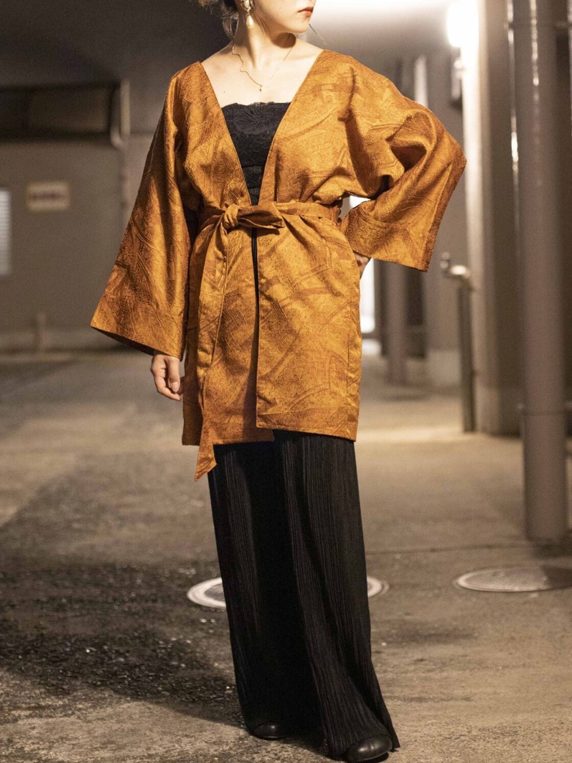 KIMONO REMAKE EMBROIDERY GOWN / hn.no.o33 着物リメイク 刺繍ガウン 