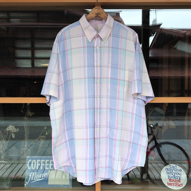 90's BROOKS BROTHERS Madrass Check B.D S/S Shirt XL 香港製 ブルックスブラザーズ マドラスチェック 半袖シャツ
