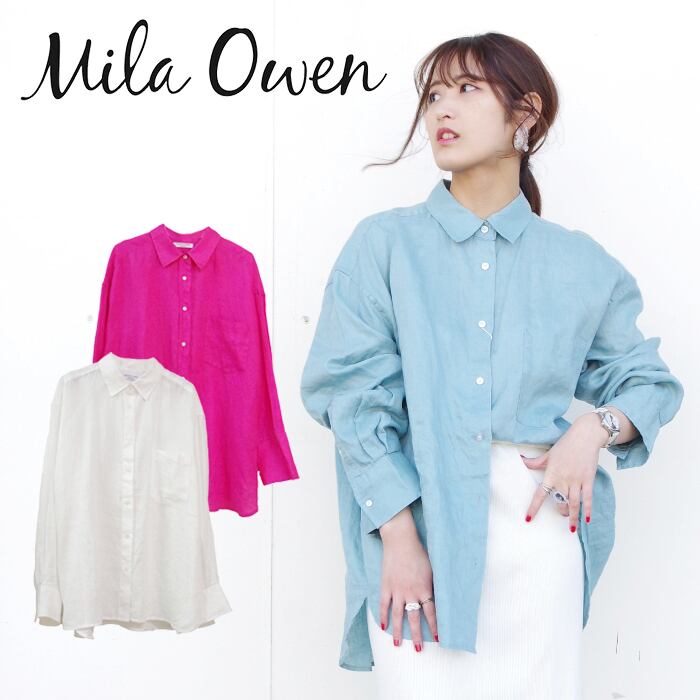 Mila Owen (ミラオーウェン) ポケットデザインオーバーリネンシャツ ...