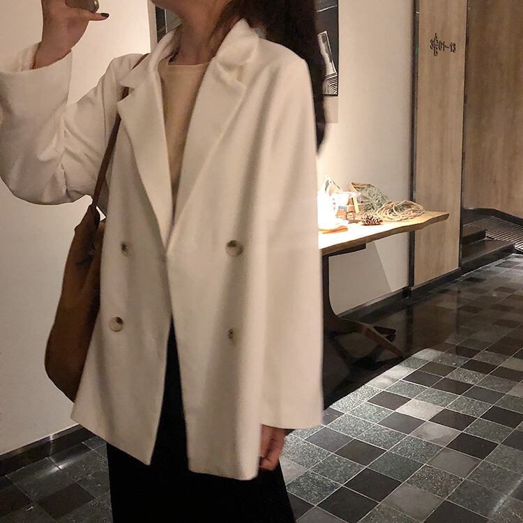 スタイルレッドカジュアルホワイトスタンダードルーズジャケット ロング レトロ YY-ファッション83090033772