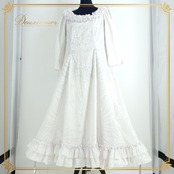 フラダンス 衣装 ワンピース ドレス ホワイト系 CC Fashions フラ ダンス 白 ロケラニ柄 ラウアエ柄 ヤシ柄 爽やか ハワイ製 明るい ハワイアン アロハ フリル かわいい ハワイアンプリント 花柄 七分袖