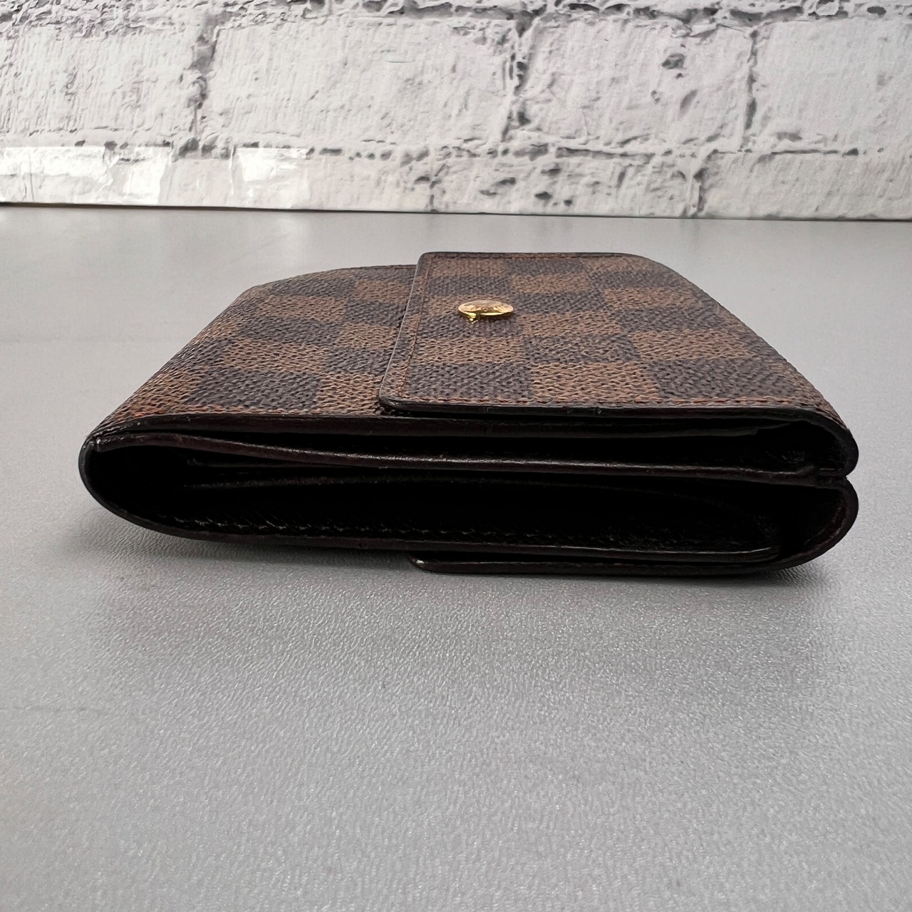 LOUIS VUITTON ヴィトン ポルトモネ ダミエ 三つ折り財布 ブラウン A-12779