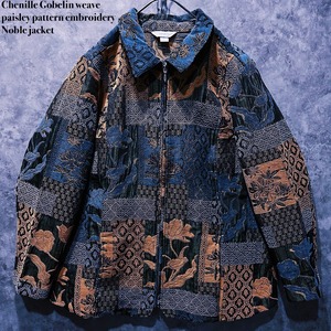 【doppio】Chenille Gobelin weave paisley pattern embroidery Noble jacket