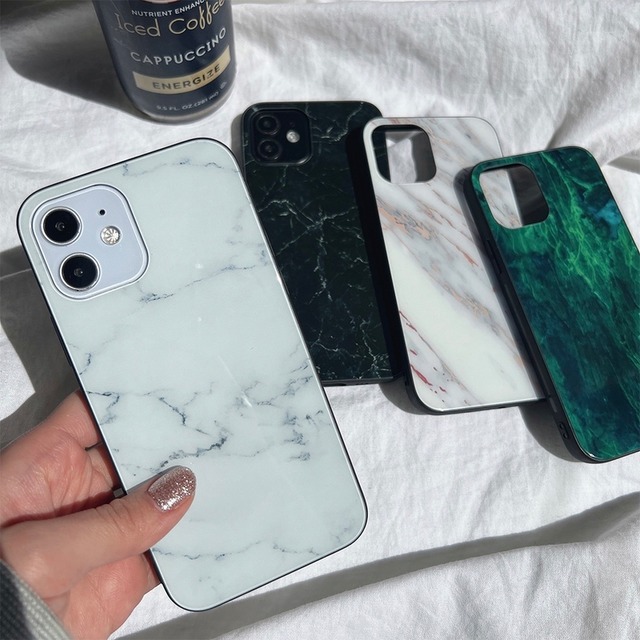 Marble pattern glass iphone case