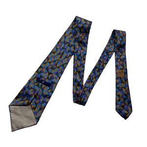 HERMES geometric print silk tie