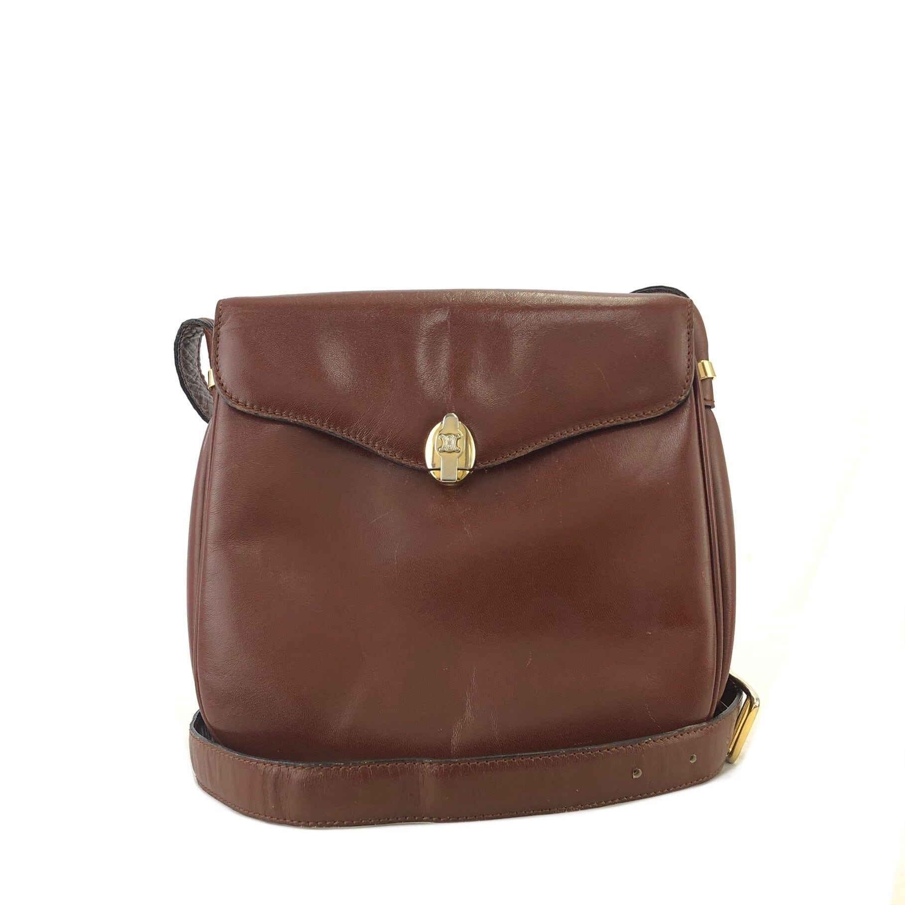 CELINE セリーヌ ブラゾン金具 レザー ショルダーバッグ CELINE セリーヌ ブラゾン金具 レザー ショルダーバッグ