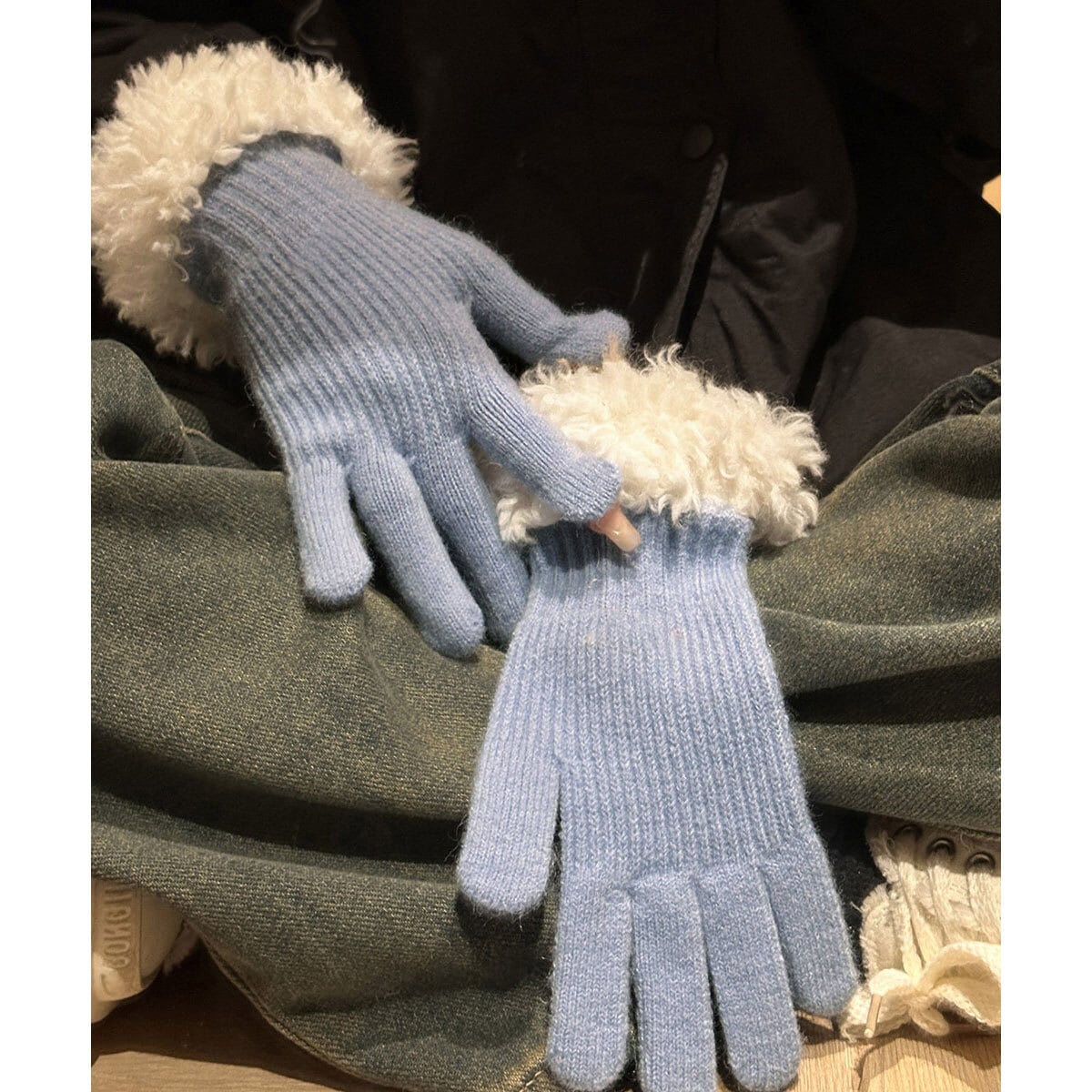 手袋 ボア袖 グローブ スマホ対応 防寒 防風 保温 レディース 秋冬 韓国 おしゃれ 大人 かわいい きれいめ カジュアル 通勤 通学 学生 ホールタッチ 大人可愛い 大人女子