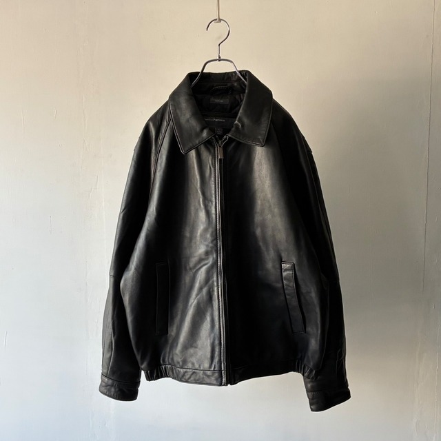 -PERRY ELLIS PORTFOLIO- 00's lamb skin raglan leather jacket