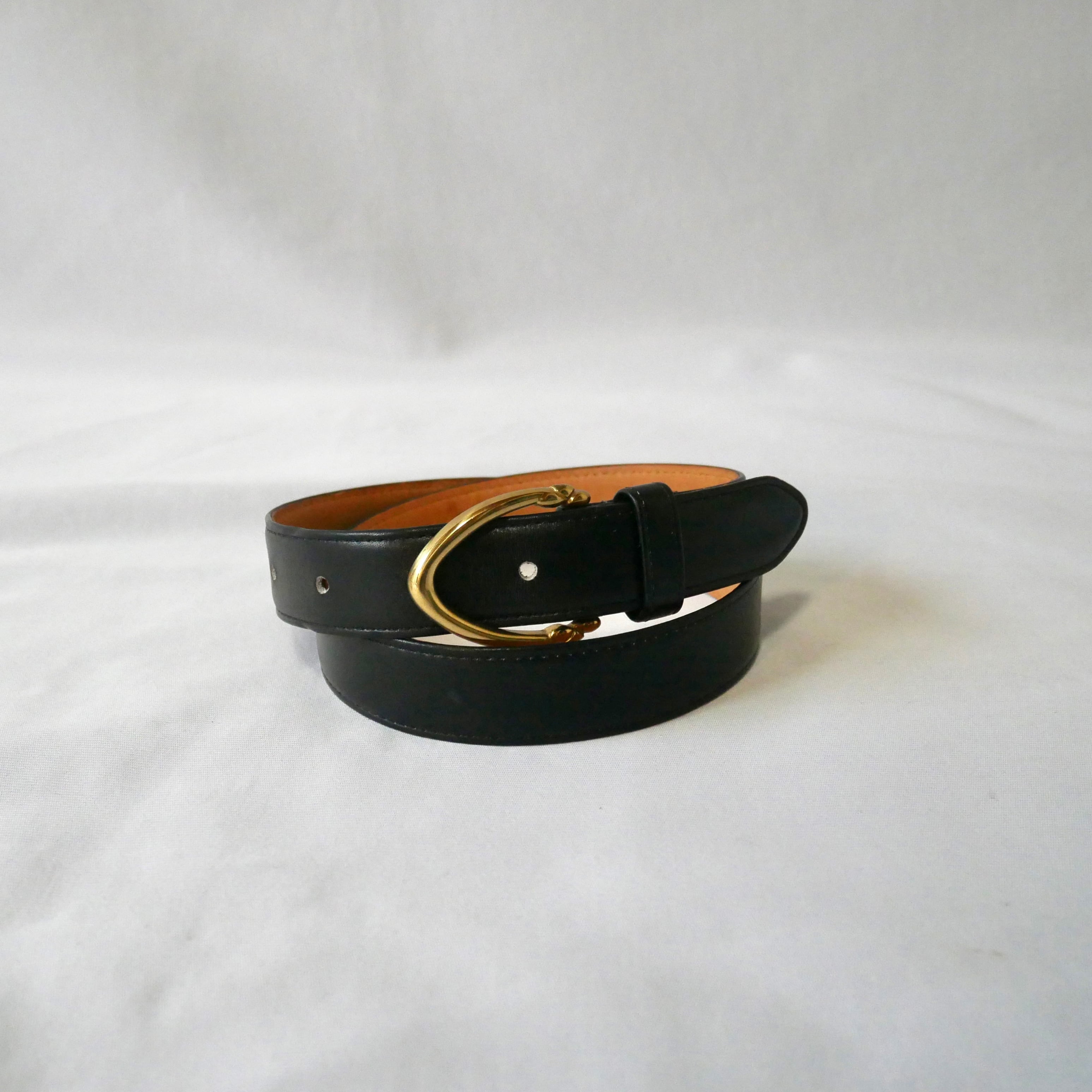 OLD COACH madein USA black leather belt オールドコーチ USA製