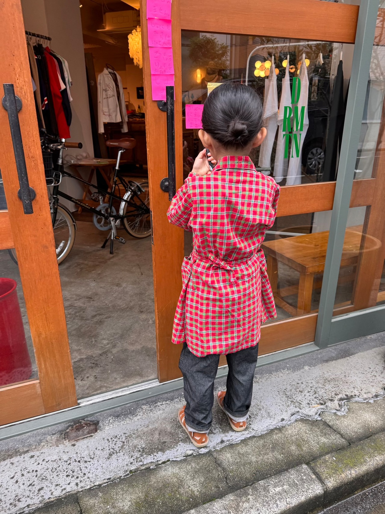 [kids] ブロックチェックコートスタイルワンピース
