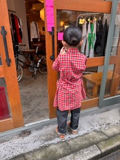[kids] ブロックチェックコートスタイルワンピース