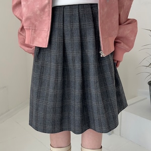 チェック柄ウールスカート_LN02999