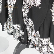 【美品 社交ダンス衣装】スカート レッスンウェア 練習着 ICHIOKU イチオク 白 黒 ブラック ホワイト 花柄 ラインストーン