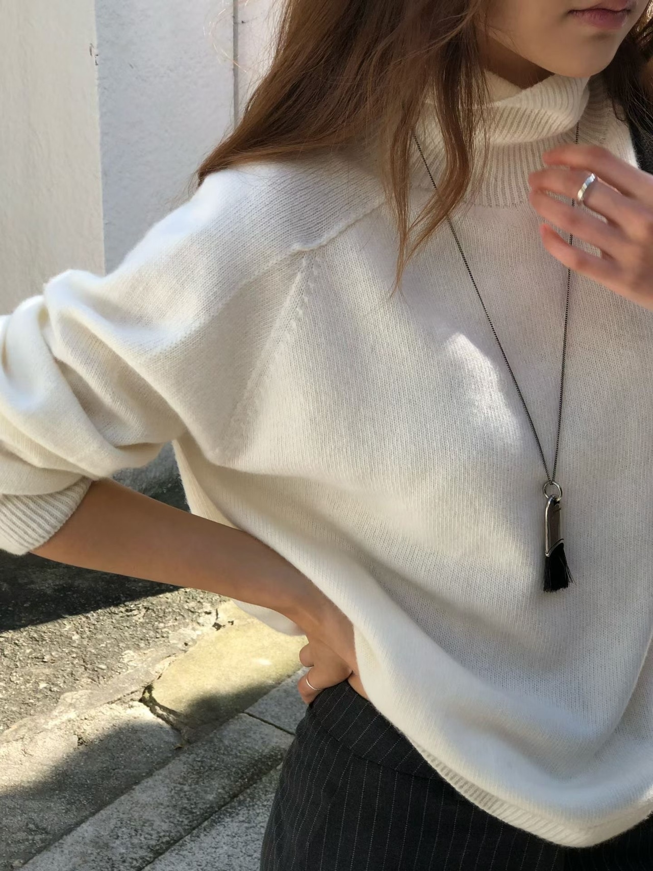 (予約) verveine / Melin whole garment turtleneck overfit knit 3color