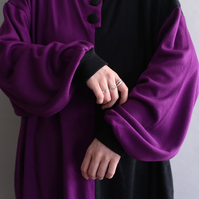 asymmetry bi-color switching design no-collar jacket