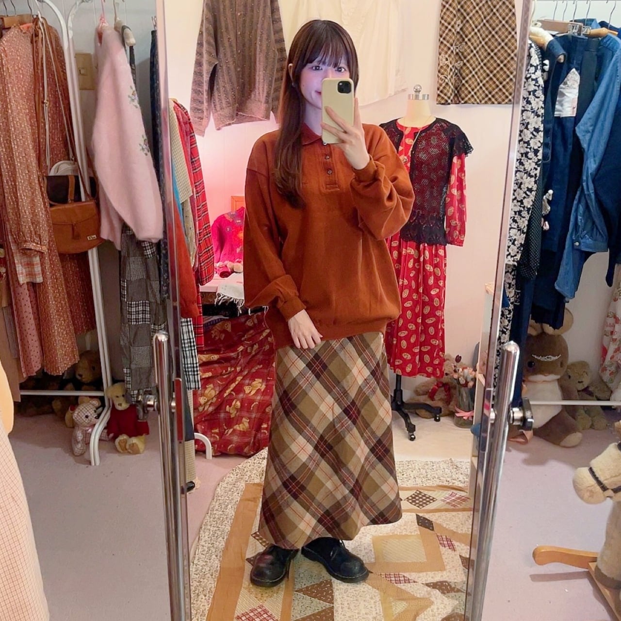 orange brown polo knit