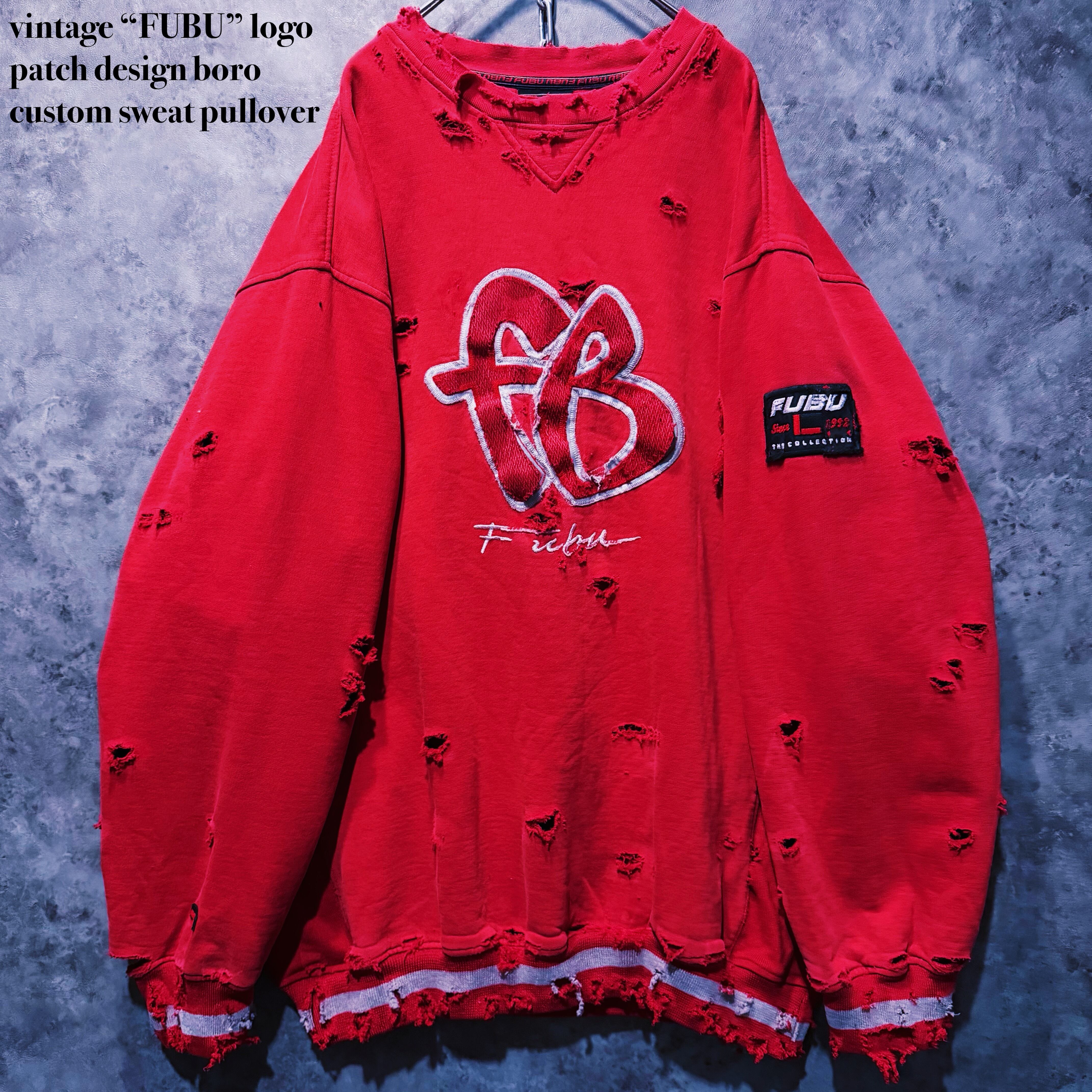 【doppio】vintage “FUBU” logo patch design boro custom sweat pullover