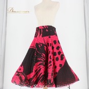 社交ダンス 衣装 スタンダード スカート レッスンウェア レディース ブラック系 ピンク系 DANCE FASHION WORLD 練習着 赤 ダンスファッションワールド 日本製 スタンダードドレス スカート単品 フレアスカート 総柄 ドット柄