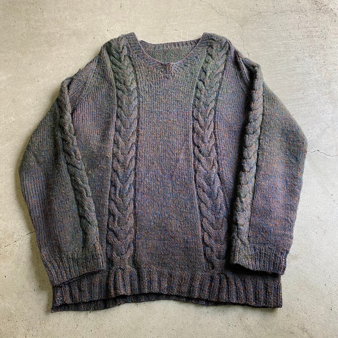 ケーブル編み ｖネック ウールニットセーター メンズｍ相当 古着 グリーン 緑 ニットセーター 2 Ws22 50 23al15 Cave 古着屋 公式 古着通販サイト