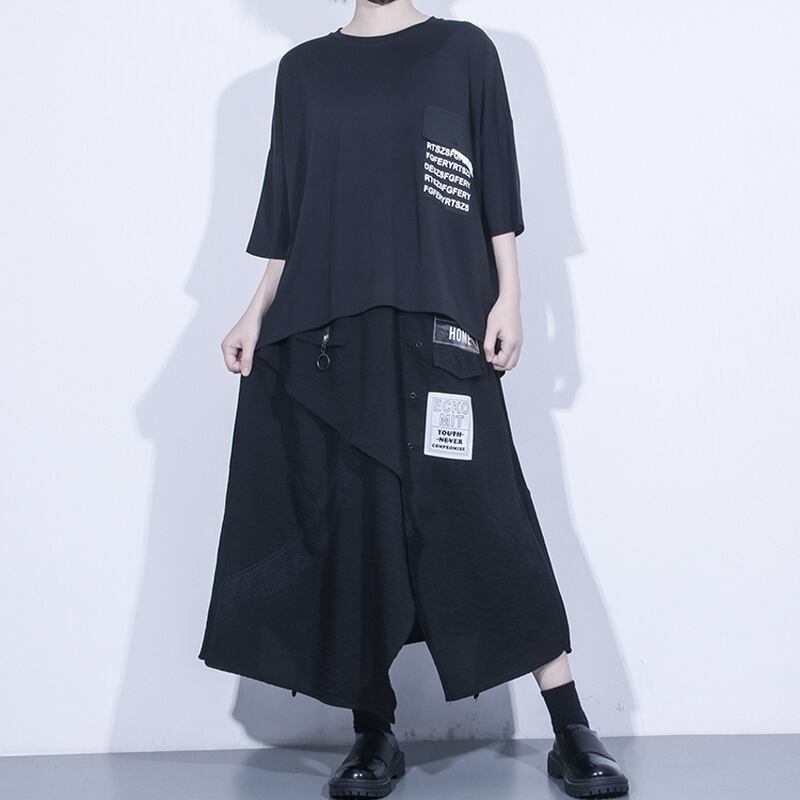 サブカル 服 地雷系 通販 ゴスロリ 春服 フレア スカート アシンメトリー サイドポケット 闇かわいい ゴシック ロリータ