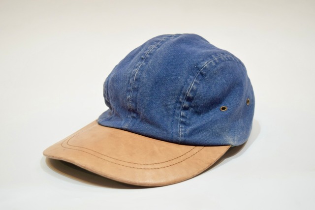 USED 90s Eddie Bauer Leather×Cotton cap -ONE 02415