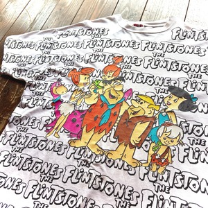 90's  THE FLiNT STONES All Over Print T-Shirt  - MADE IN CANADA -  / Size About XX-LARGE