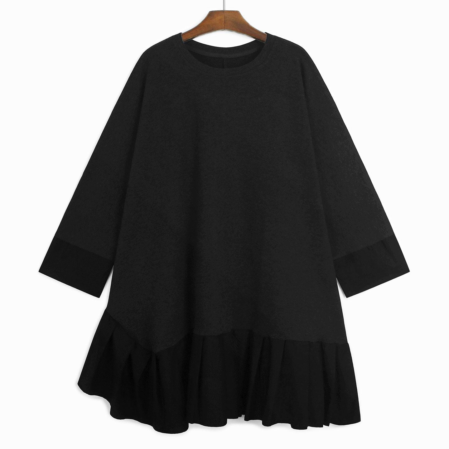 CONTRAST PLEATED LOOSE MIDI DRESS M-18506