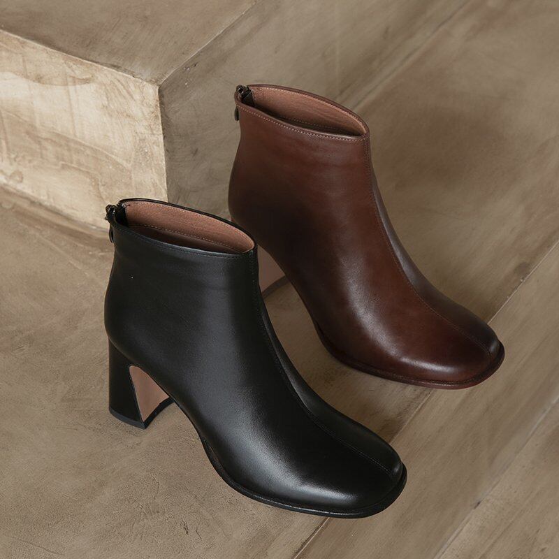 ブーツレッドカジュアルソリッド カラースリーブショート 靴 シューズ ソリッドカラー スクウェア フェイクシューズ25558066449