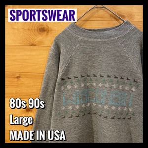 【SPORTSWEAR】80s 90s USA製 ウィスコンシン プリント オールドスウェット レディースL us古着