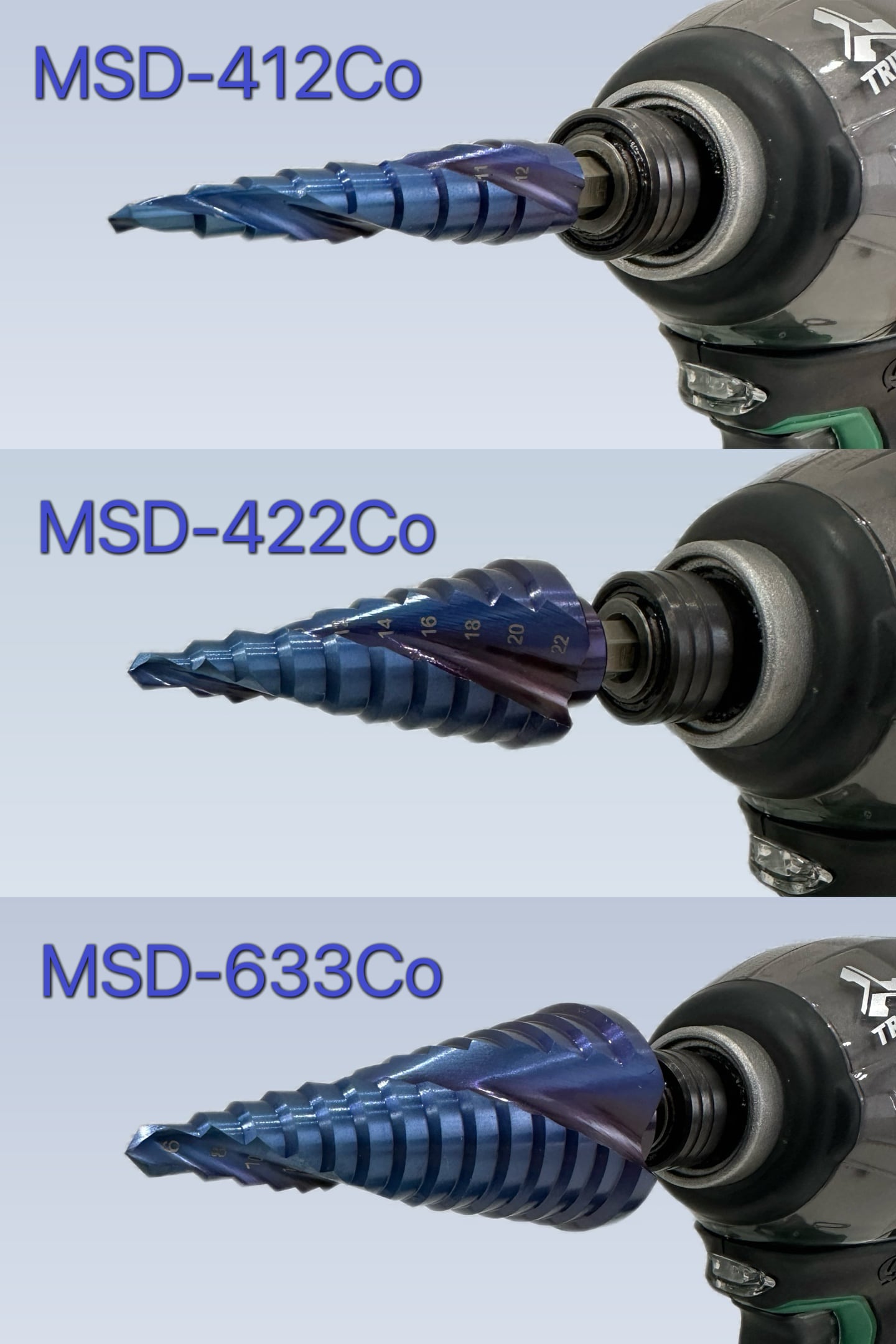 送料無料】【MANSHIN】 MSD-633Co 六角軸ステップドリル ナノブルー