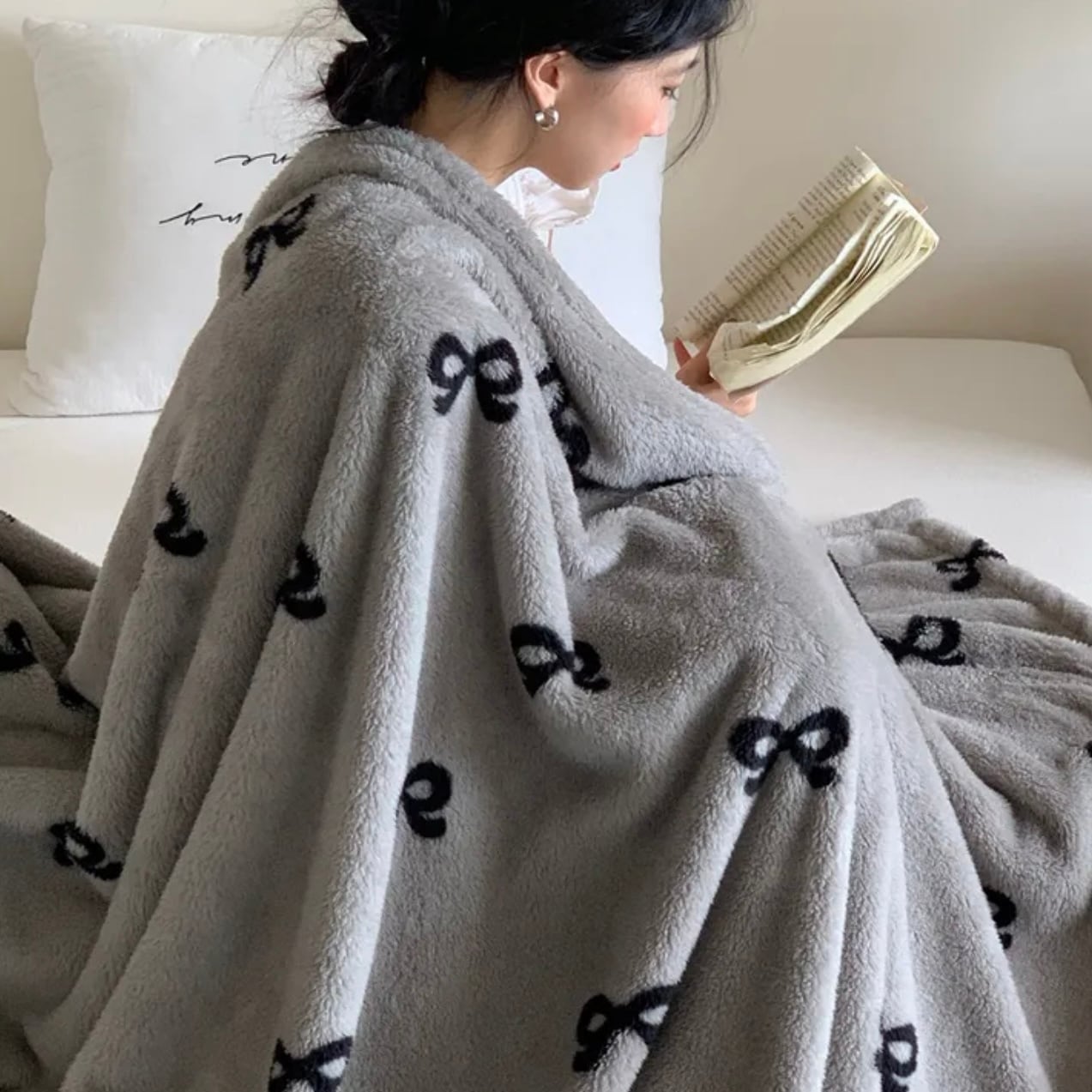 chic ribbon blanket 2size / シック リボン ブランケット シングル