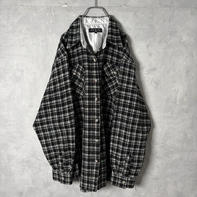 #7171 glen check pattern flap flannel shirt