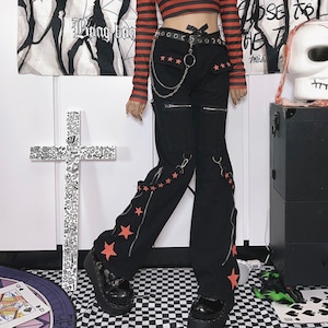 【予約】Y2K star print zipper casual pants