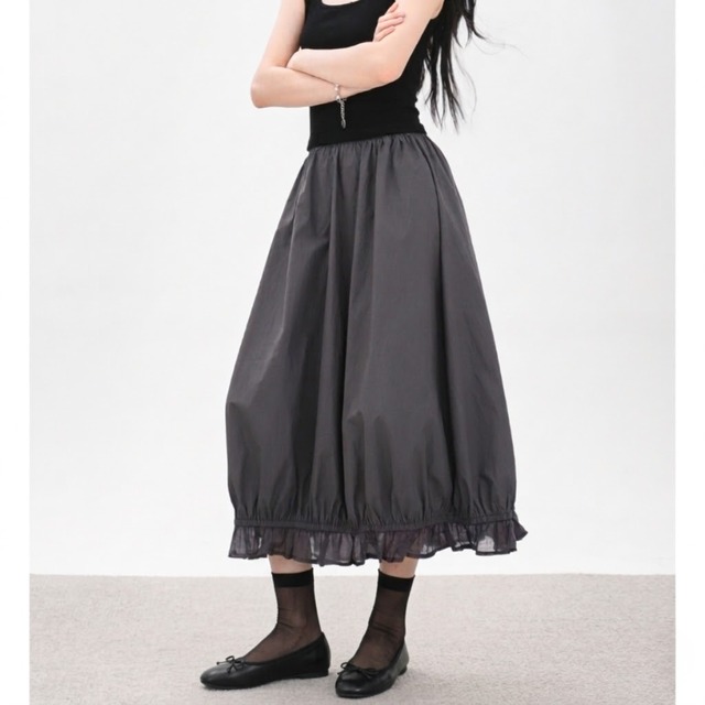 シアーフリルヘム・ボリュームバルーンスカート　ch0477