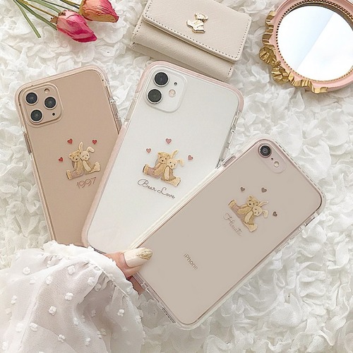 【ネーム入り】Bear & Rabbit【耐衝撃クリアケース】B24