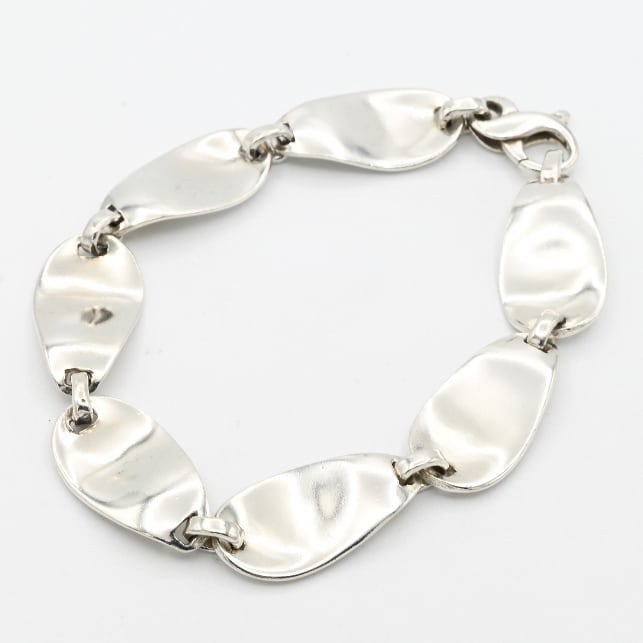 Sophisticated Curvy Panel Design Link Bracelet / Denmark