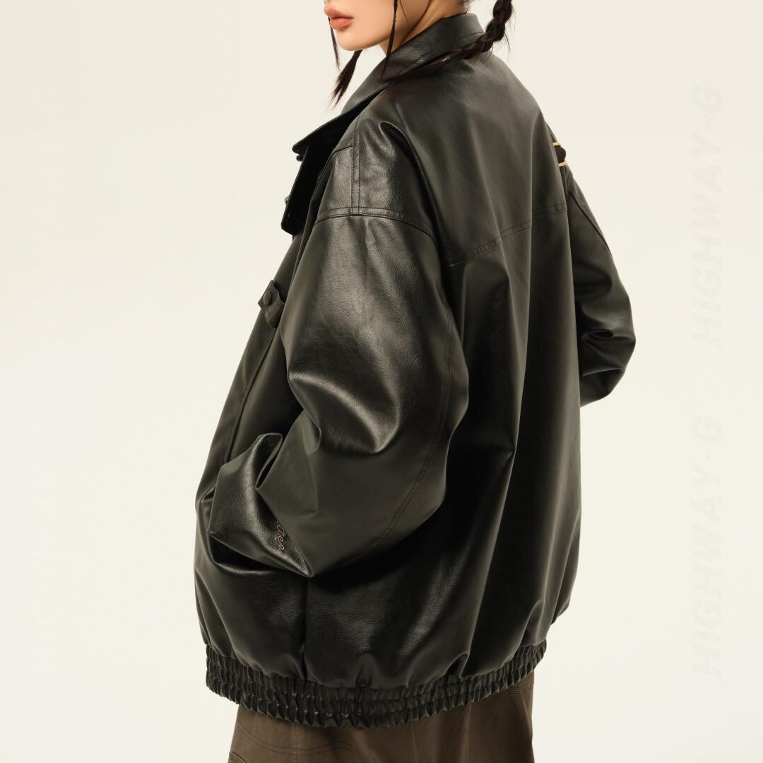 ブラックフェイクレザージャケット（全1色） / HWG986 | HiGHWAY-G